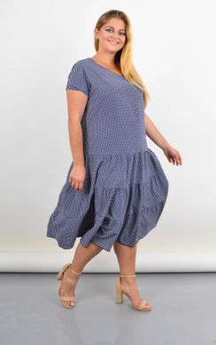 Dress with a V-shaped neckline for plus size. Blue rhombus.485142087 485142087 photo