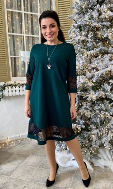 Cocktail dress with a shiny grid. Emerald.400931126mari58, 58