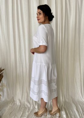 Romantic combination dress of Plus sizes. White.4115376175052, 54-56