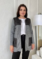 Combined women's cardigan with a belt. Gray.448430389mari50, 50