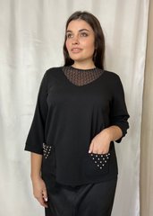 Beautiful blouse with a grid. Black.464771860mari58, 58
