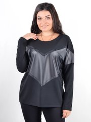 Suéter de mujer con inserciones de cuero de talla grande. Negro.485141485 485141485 photo
