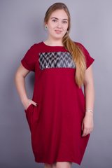 Anita. A fashionable dress of large sizes. Bordeaux., not selected