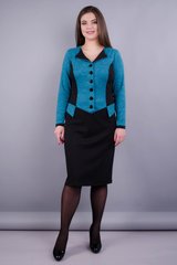 Alpha. Large -sized business style dress. Turquoise/black., not selected