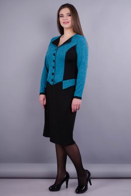 Alpha. Large -sized business style dress. Turquoise/black., not selected
