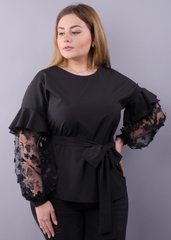 Женска блуза с ръбове от плюс размери. Black.485138400 485138400 photo