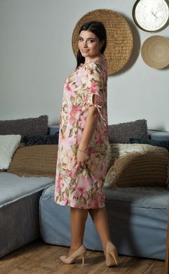 Plus size summer dress. Pink flowers.39913061950, 50
