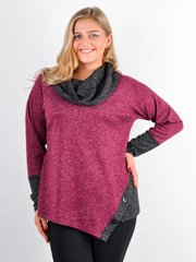 Yaroslav. The casual blouse of large sizes. Bordeaux + graphite., not selected