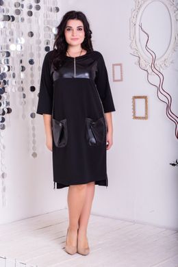 Stylish dress with eco-skin Plus size Black.405111882mari50, 60