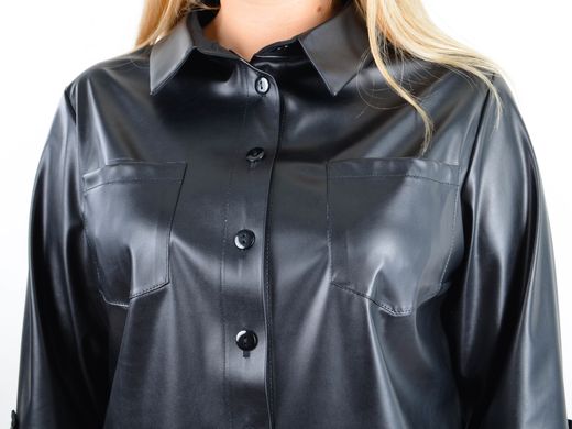 Plus size eco -leather shirt. Black.485141588 485141588 photo