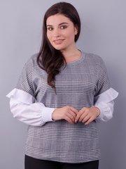 Anela. Festive combined blouse of large sizes. Cell., not selected