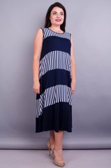 Wave. Combined large size dress. Blue+strip., not selected