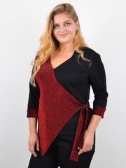 Elegantiškas megztinis ant kvapo su pliuso dydžio suspaudimu. Raudona.485142587 485142587 photo