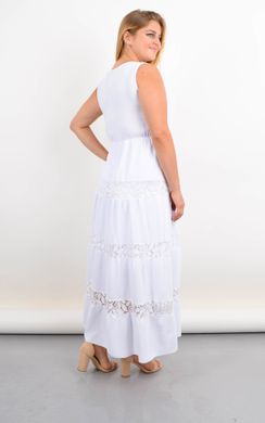 Amanda. Long-sawn dress for full lace inserts. White., not selected