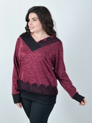 Moterų megztinis su nėriniais iki pliuso dydžio. Bordeaux.485141905 485141905 photo