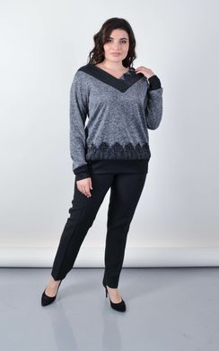 Women's sweater with lace to a Plus size. Grey.485141904 485141904 photo