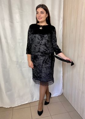 Fine women's velvet dress. Black.464109685mari52, 52