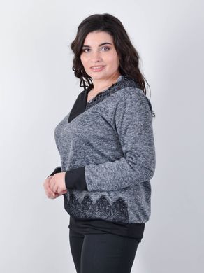 Women's sweater with lace to a Plus size. Grey.485141904 485141904 photo