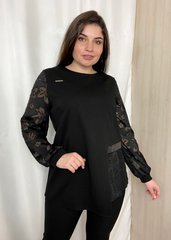 Festive blouse with translucent sleeves. Black.482217417mari50, 50