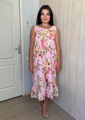 Leichtes Kleid mit Rüschenräume rosa Blumen.4349180525456, 50-52