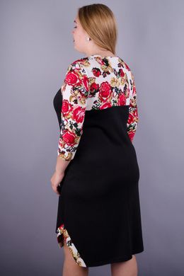 Alexandra. Large -sized dress. Black+flowers red., not selected