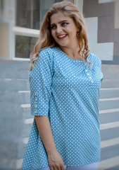 Plus size blouse with loose fit. Mint rhombus.485140892 485140892 photo