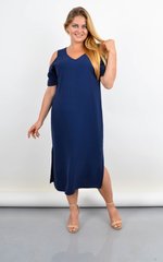 A long dress with cuts on the shoulders. Blue.485142141 485142141 photo