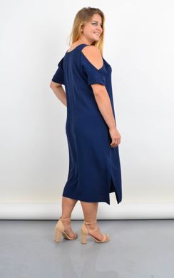 A long dress with cuts on the shoulders. Blue.485142141 485142141 photo