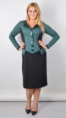 Moterų suknelė plius dydžio verslo stiliumi. Smaragdas/juodas.495278312 495278312 photo