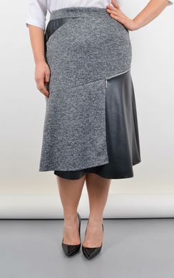 Skirt with leather inserts plus size. Gray melange.485142721 485142721 photo