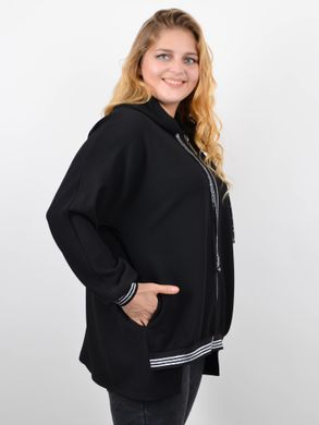 Alicante. Large -size zipper women's sweatshirt. Black., not selected