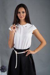 Vita. Classic blouse with a round collar. White monochum, not selected
