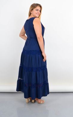 A long-sarafan dress full with lace inserts. Blue.485142198 485142198 photo