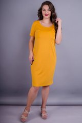 Amina. Casual women's dress of large sizes. Mustard., not selected
